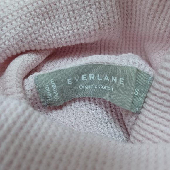 Everlane Waffle Knit Pullover Soft Pink High Neck Long Sleeve Top Womens size Sm - Picture 4 of 10